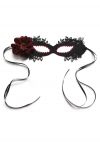 Floral Trim Burgundy Jewelry Ball Mask 