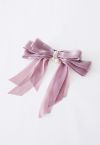 Organza Bowknot Pearl Hair Clip in Mauve