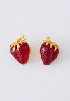 3D Red Strawberry Resin Earrings