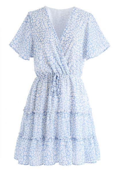 Enchanted Floret Ruffle Wrap Chiffon Dress