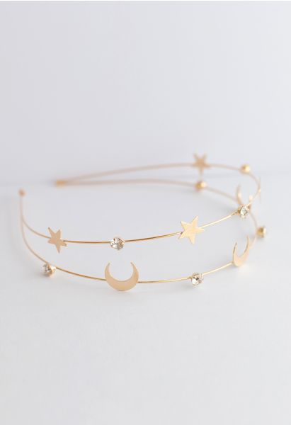 Moon and Star Golden Headband