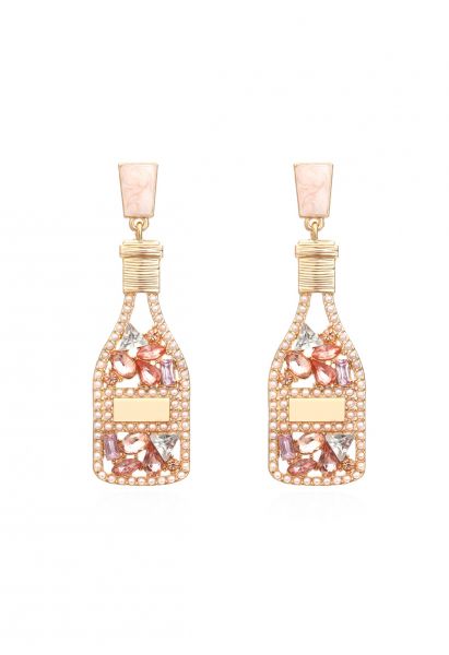 Pearl Trim Bottle Oil Spilling Earrings