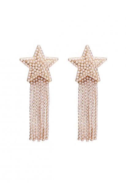 Pearly Meteor Tassel Drop Earrings