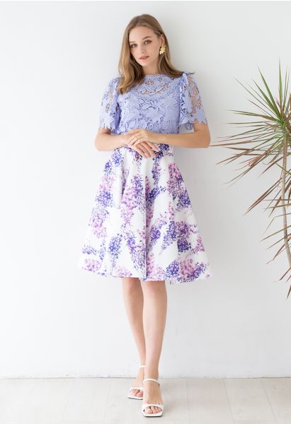 Enchant Me Wisteria Flare Midi Skirt