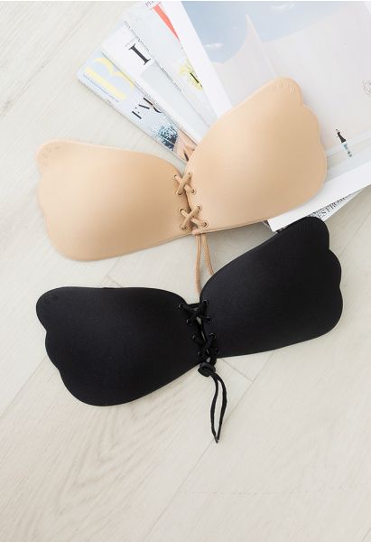 Drawstring Push Up Sticky Nude Bra 