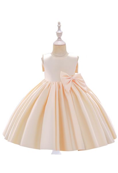 Big Bow Back Sleeveless Princess Dress in Cream For Kids