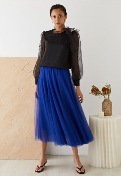 My Secret Garden Tulle Maxi Skirt in Indigo