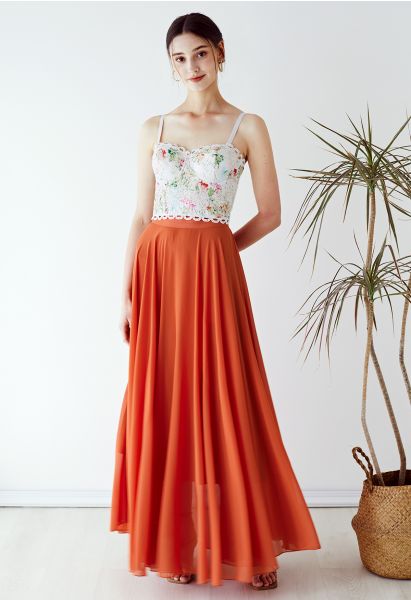 Timeless Favorite Chiffon Maxi Skirt in Orange