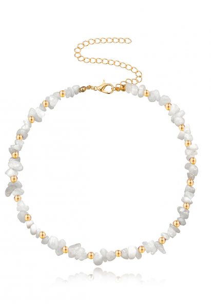 Irregular Natural Stone Necklace in White