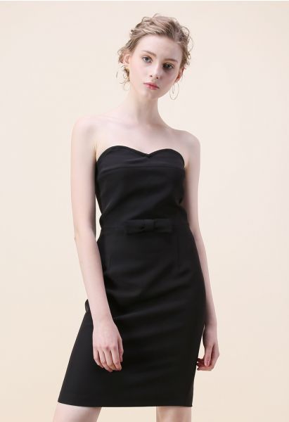 Vestido ajustado sin tirantes Dignity in Bowknot en negro