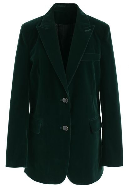 Blazer de Terciopelo Noble Chic en Verde Oscuro