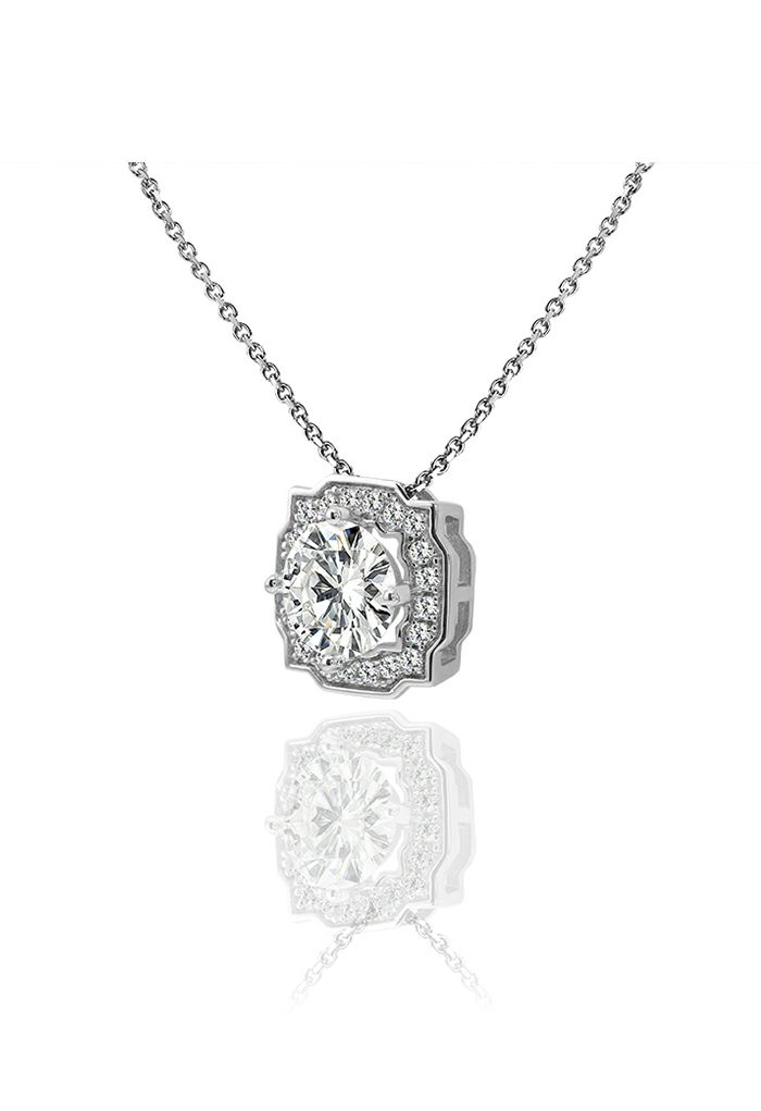 Square Edge Moissanite Diamond Necklace