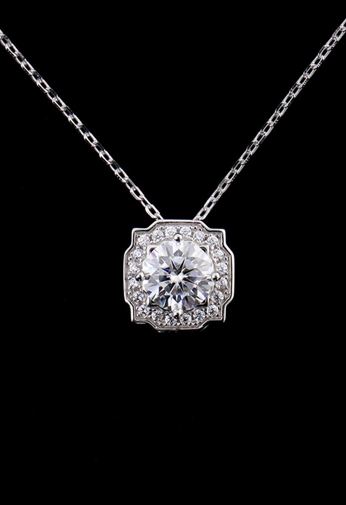 Square Edge Moissanite Diamond Necklace