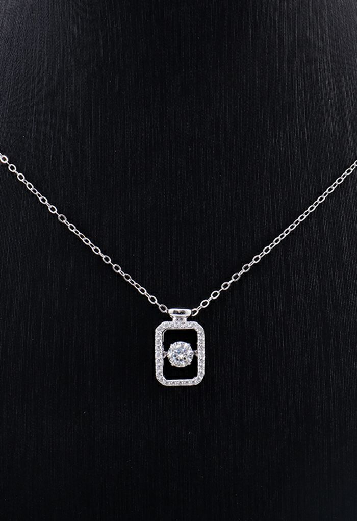 Rectangle Shape Hollow Out Moissanite Diamond Necklace