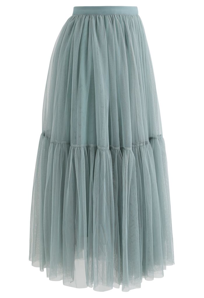 Can't Let Go Mesh Tulle Skirt in Turquoise