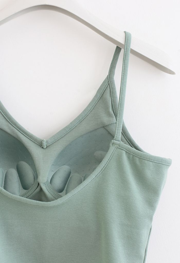 Cropped Rib Cami Tank Top in Green