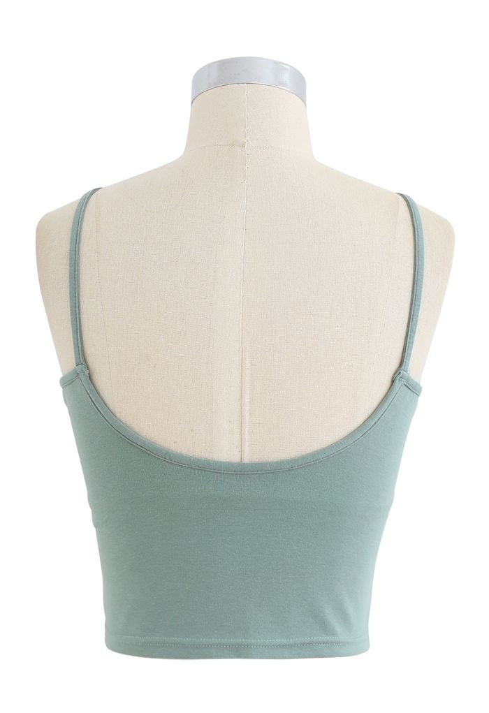 Cropped Rib Cami Tank Top in Green