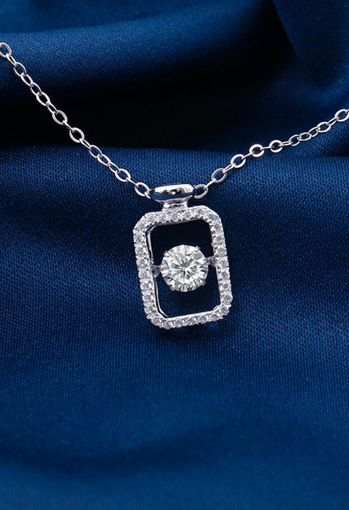 Rectangle Shape Hollow Out Moissanite Diamond Necklace