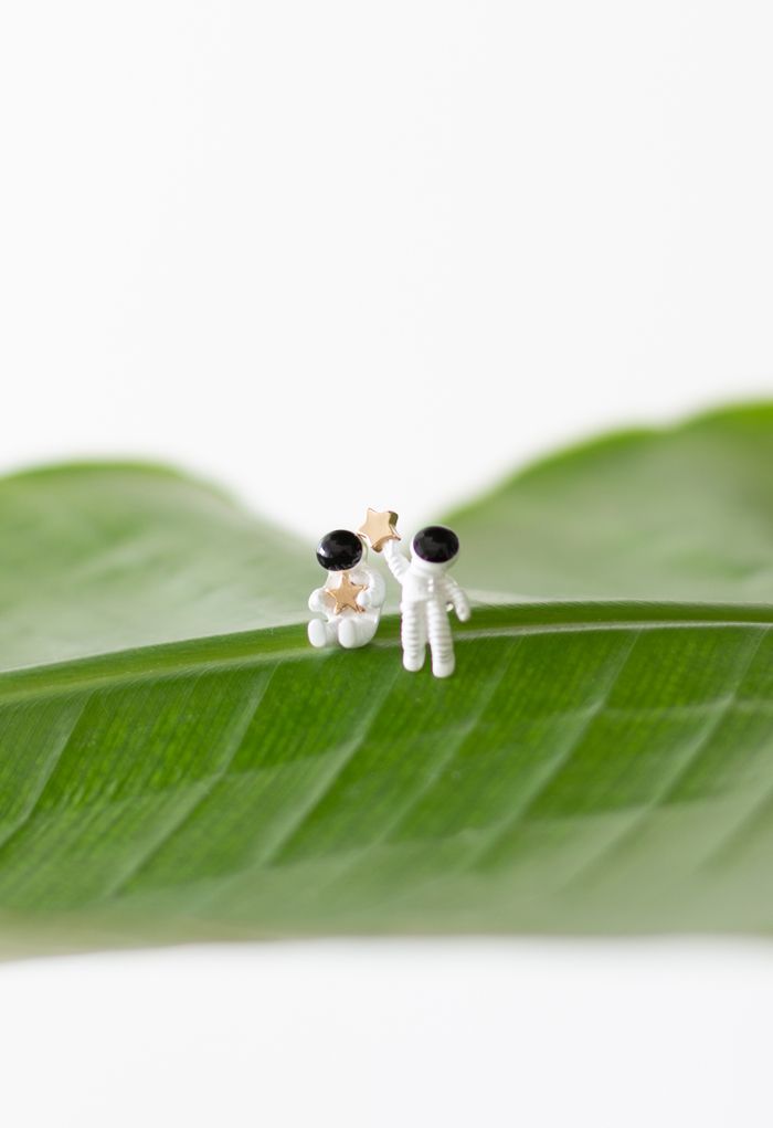 Astronaut and Golden Star Earrings