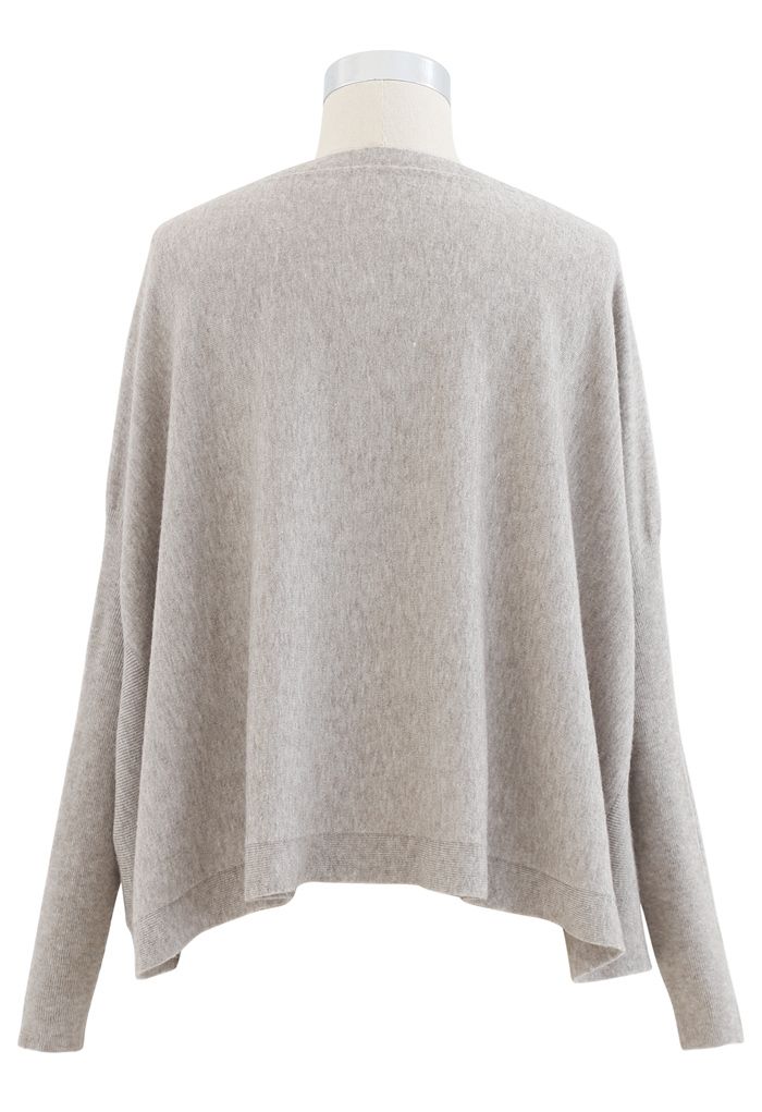 Soft Flare Hem Cape Sweater in Sand