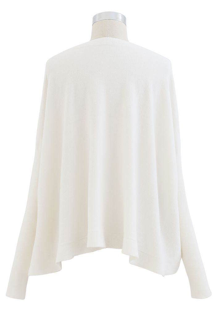 Soft Flare Hem Cape Sweater in Ivory