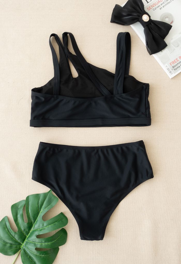 Triple Straps Black Bikini Set