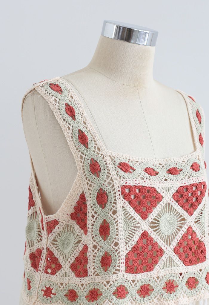 Bohemia Crochet Spliced Tank Top