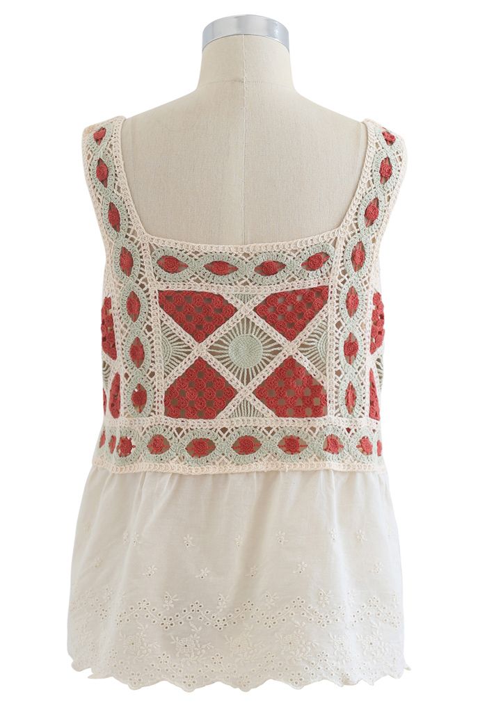 Bohemia Crochet Spliced Tank Top