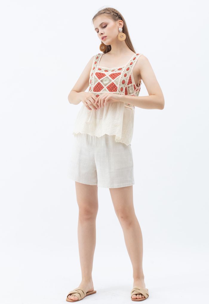 Bohemia Crochet Spliced Tank Top