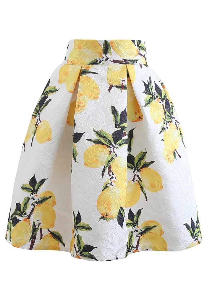 Lemon Tree Jacquard Pleated Skirt