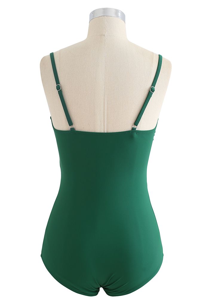 Cross Front Cami Swimsuit in Green