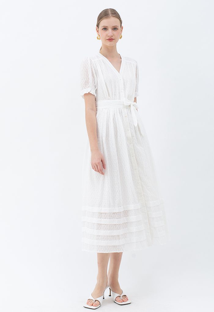 Effortless Grace Button Down White Maxi Dress