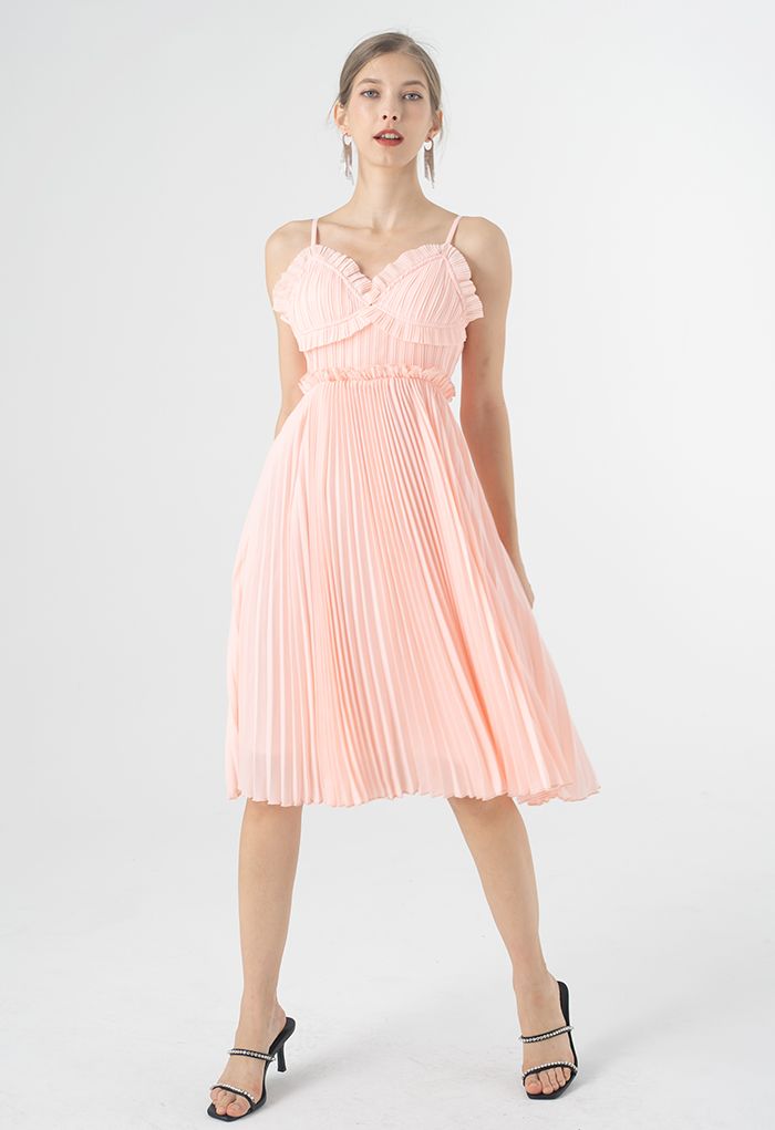 Shell-Shape Bust Pleated Cami Dress