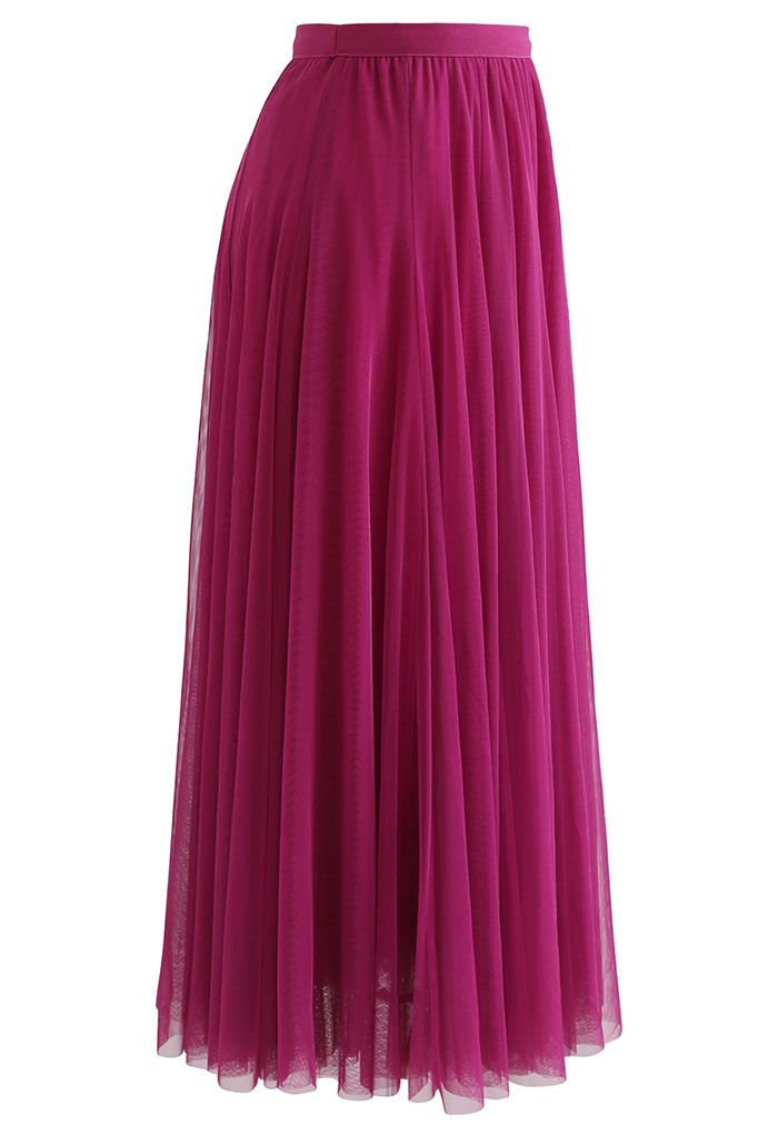 My Secret Garden Tulle Maxi Skirt in Magenta