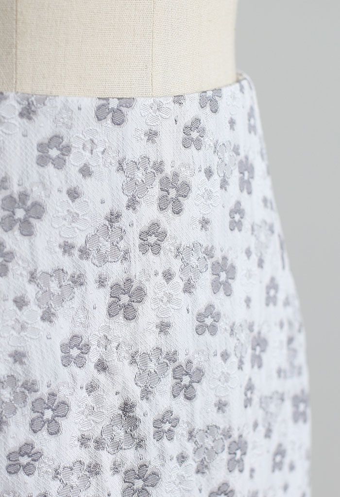 Floret Jacquard Mini Bud Skirt in Grey