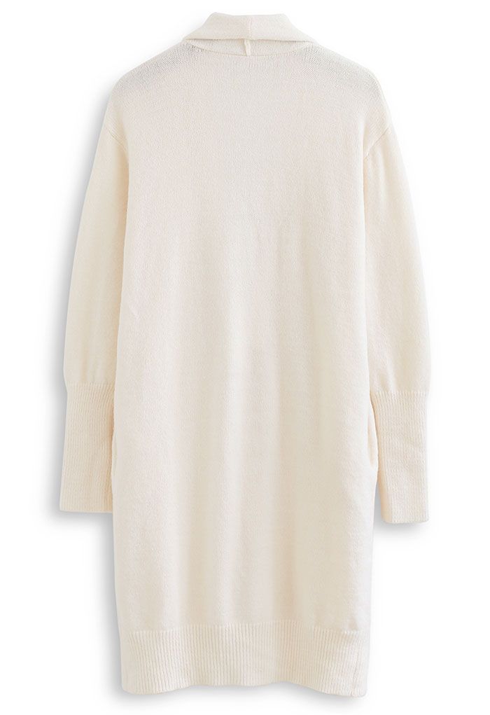 Waterfall Longline Knit Cardigan in Cream