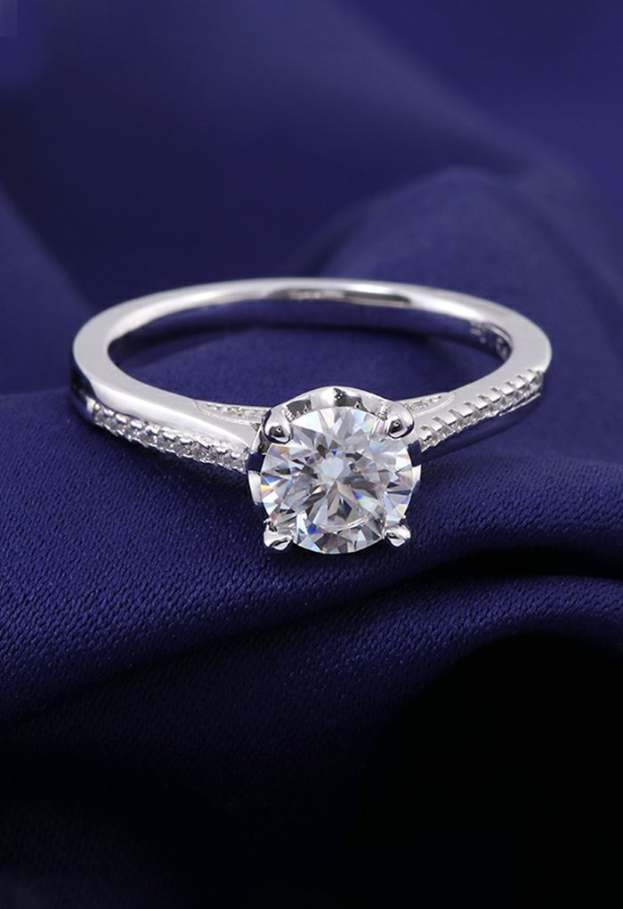 Diamond Trim Moissanite Diamond Ring