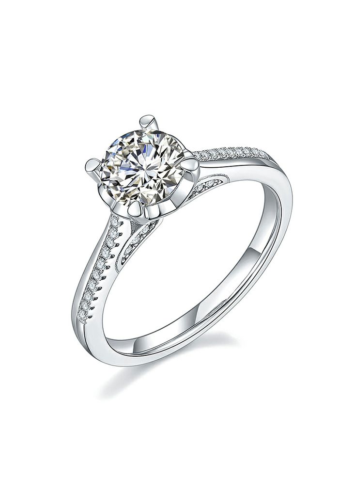 Diamond Trim Moissanite Diamond Ring