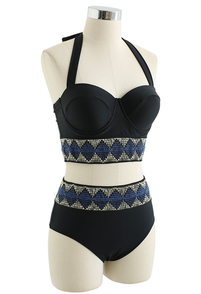 Blue Diamond Boho Bustier Bikini Set 