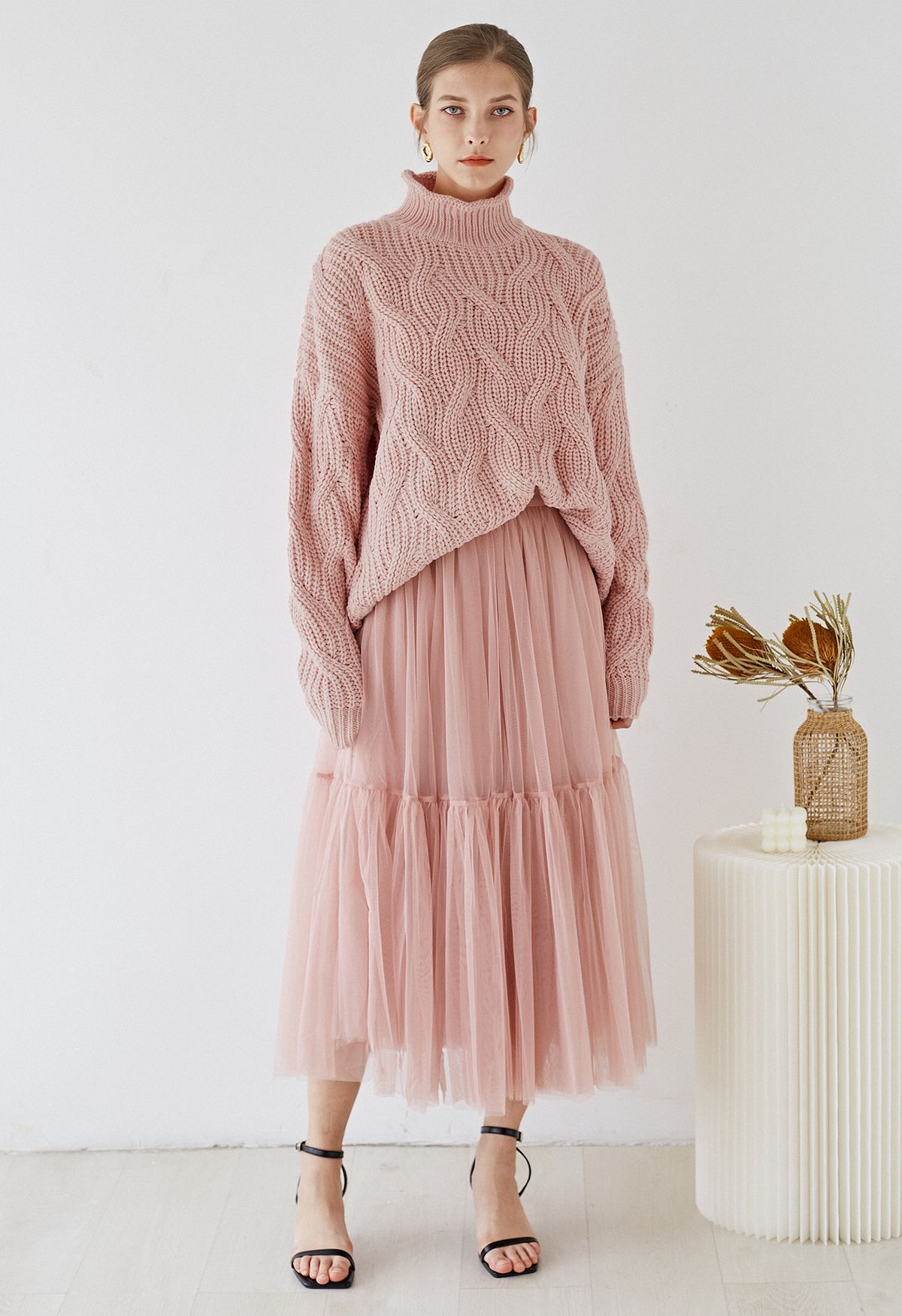 Can't Let Go Mesh Tulle Skirt in Pink