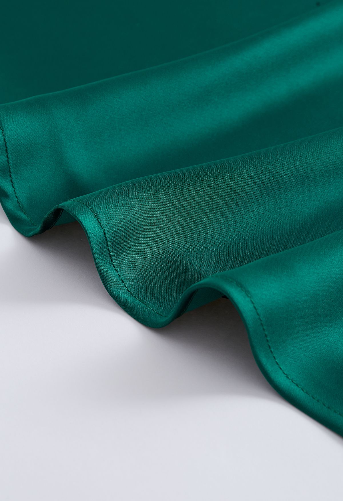 Satin Finish Bias Cut Midi Skirt in Emerald