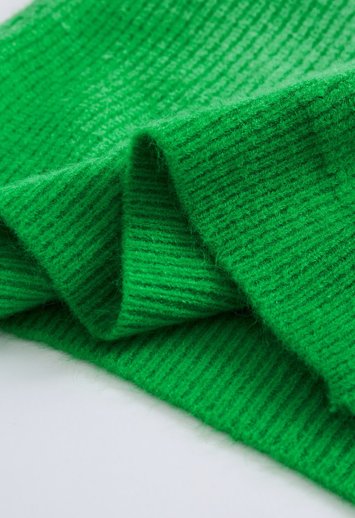 Ombre Round Neck Rib Knit Sweater in Green