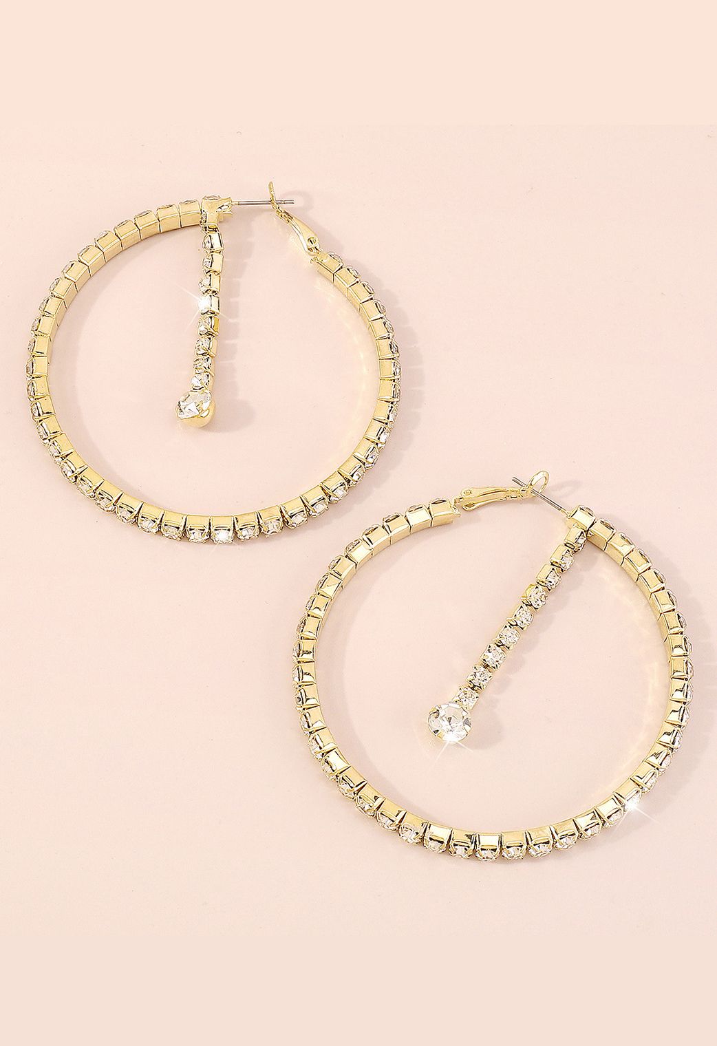 Diamond Trim Circle Hoop Earrings in Gold