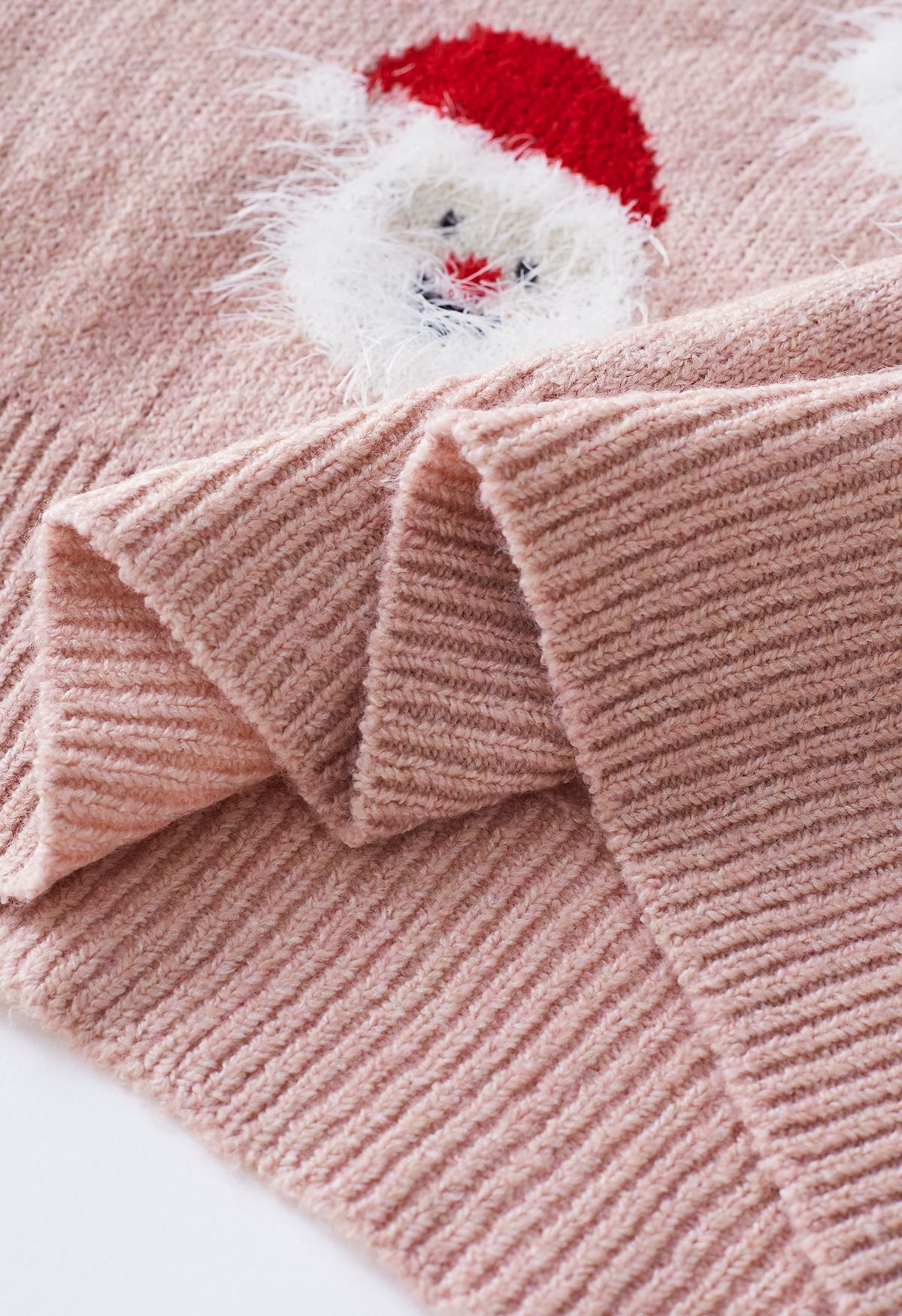 Fuzzy Santa Claus Knit Top in Pink