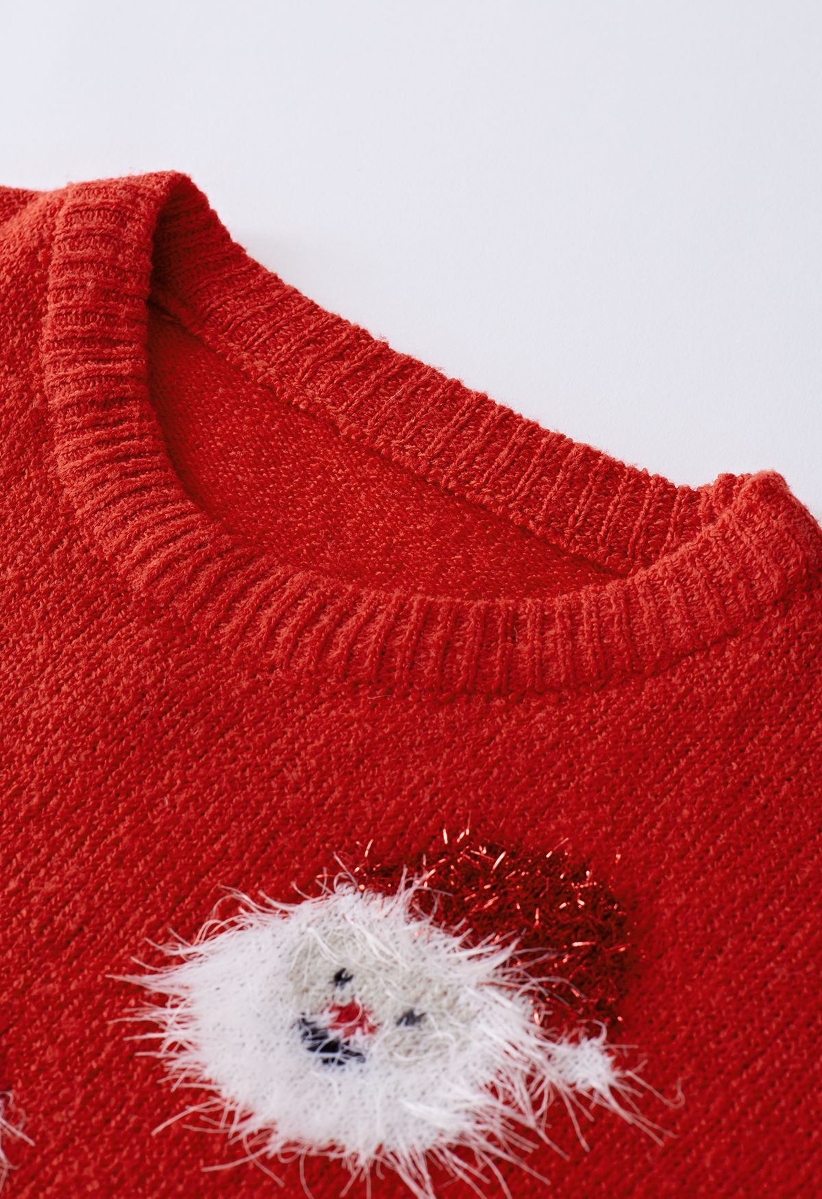 Fuzzy Santa Claus Knit Top in Red