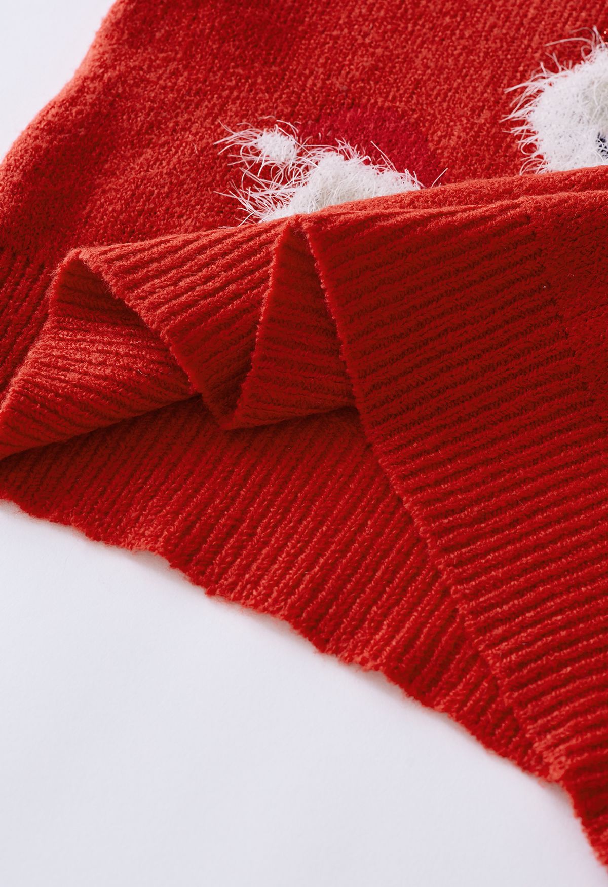 Fuzzy Santa Claus Knit Top in Red