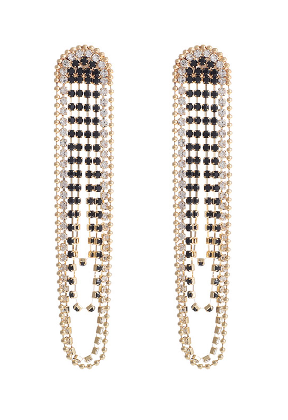 Gold Bead Diamond String Earrings