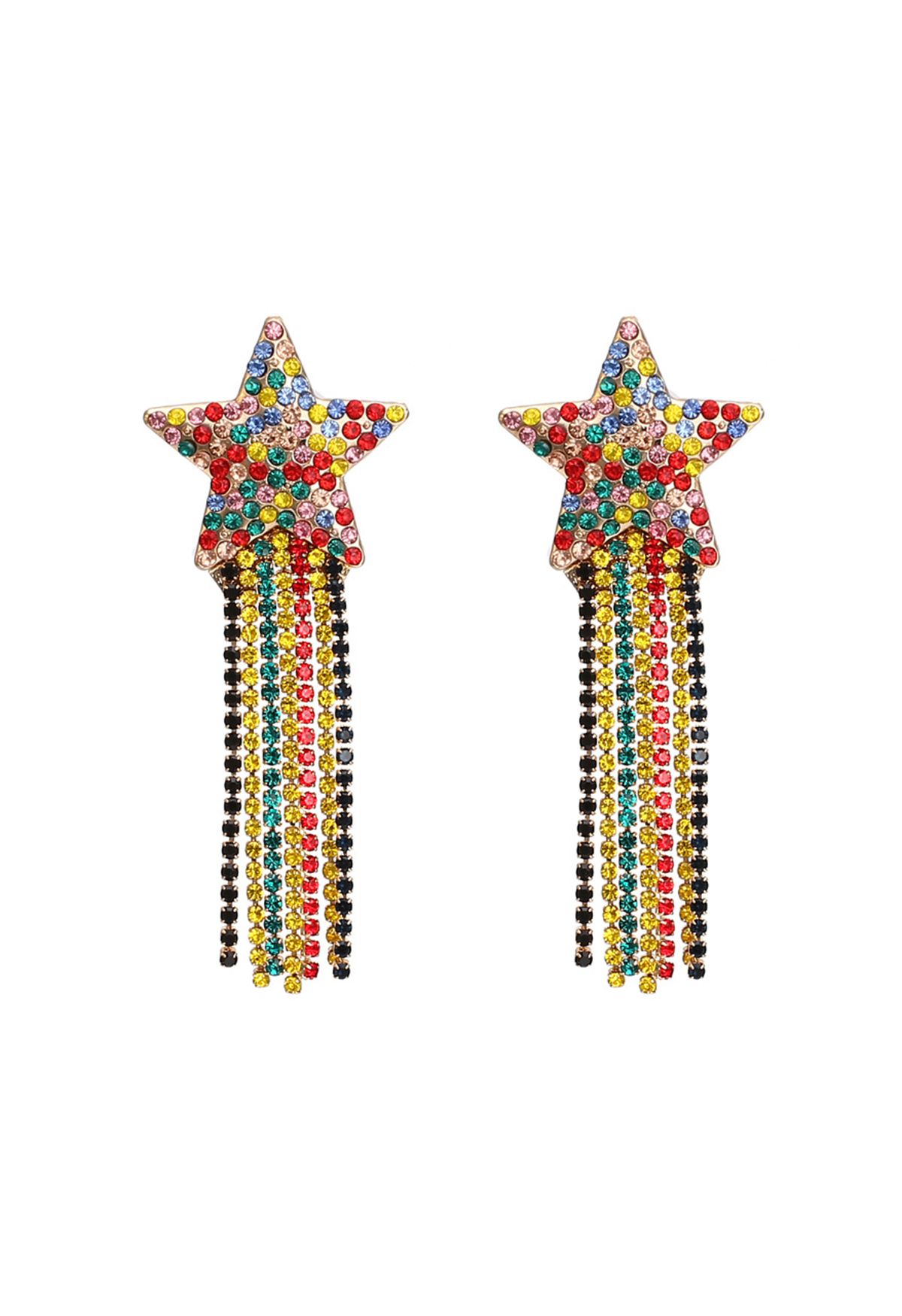 Mix Color Beaded Meteor Tassel Drop Earrings