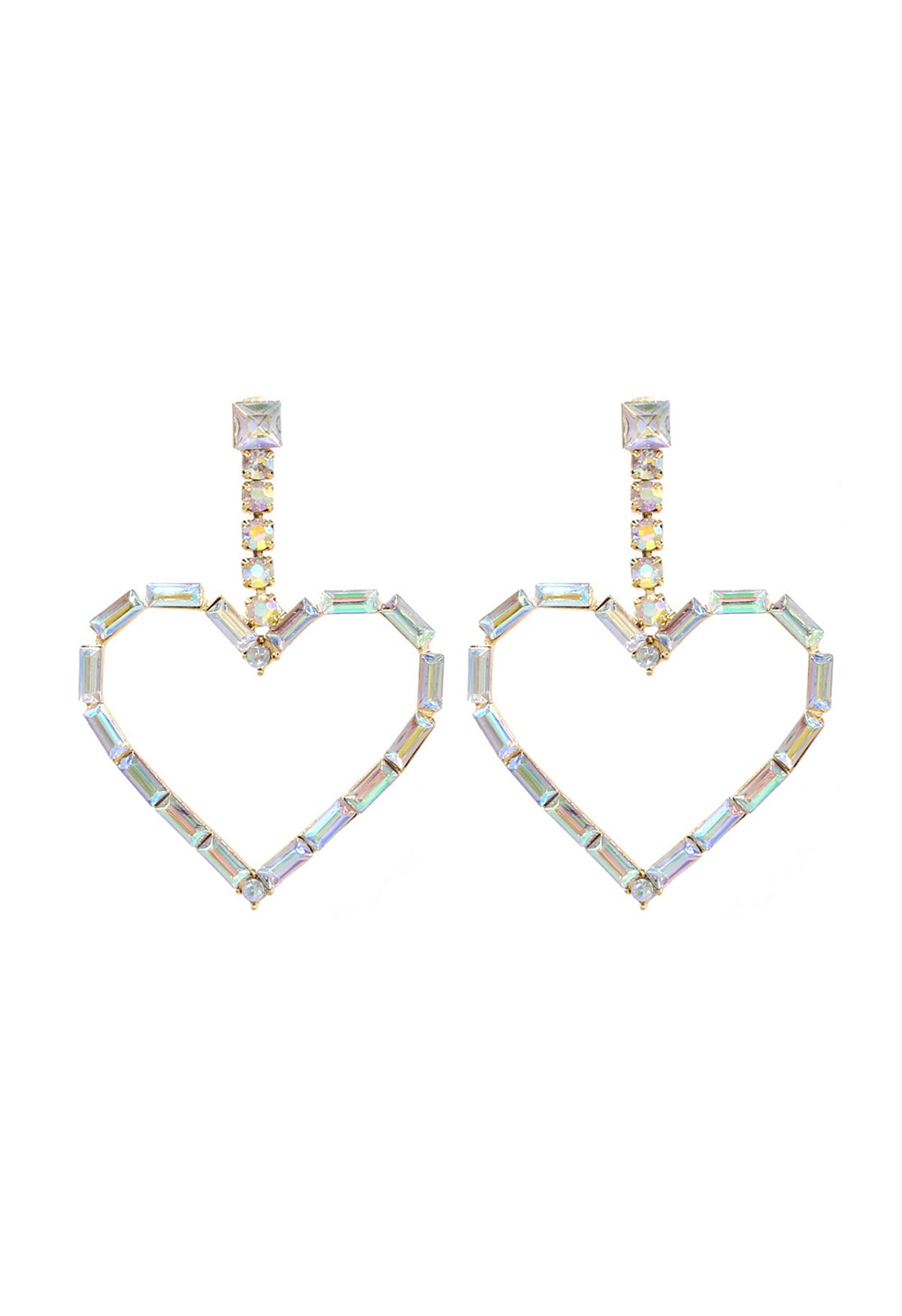 Hollow Heart Glittering Rhinestone Earrings