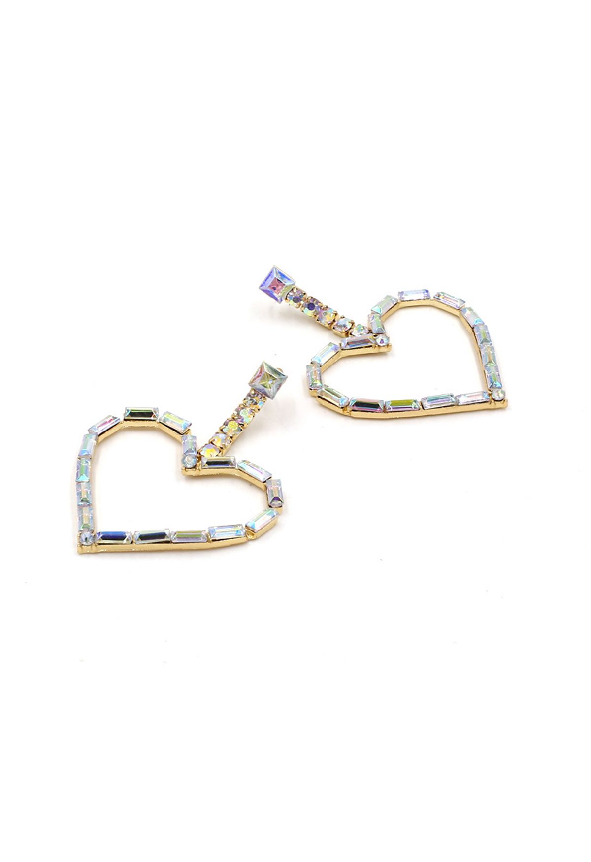 Hollow Heart Glittering Rhinestone Earrings